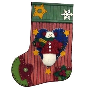 Red/Green Wooden/Felt Stocking Wall Hanging